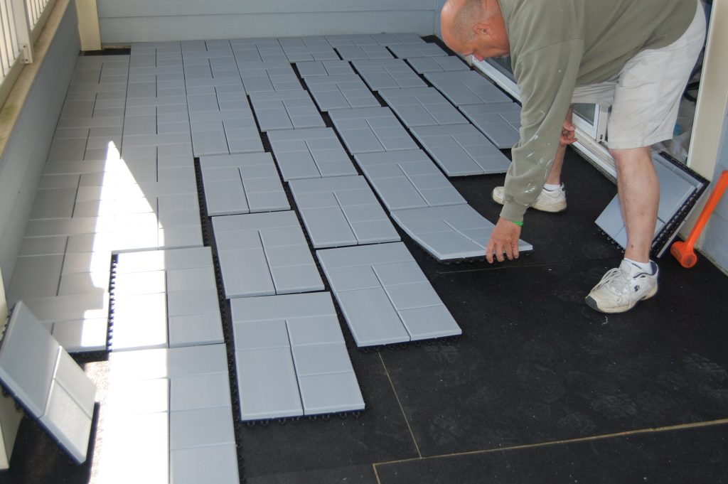Laying Composite Deck Tiles in a pyramid like fashin