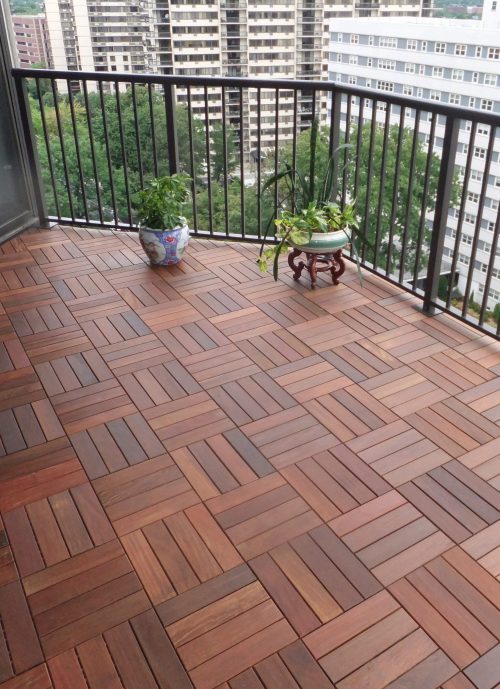 Basketweave Oiled Ipe Wood Deck Tiles