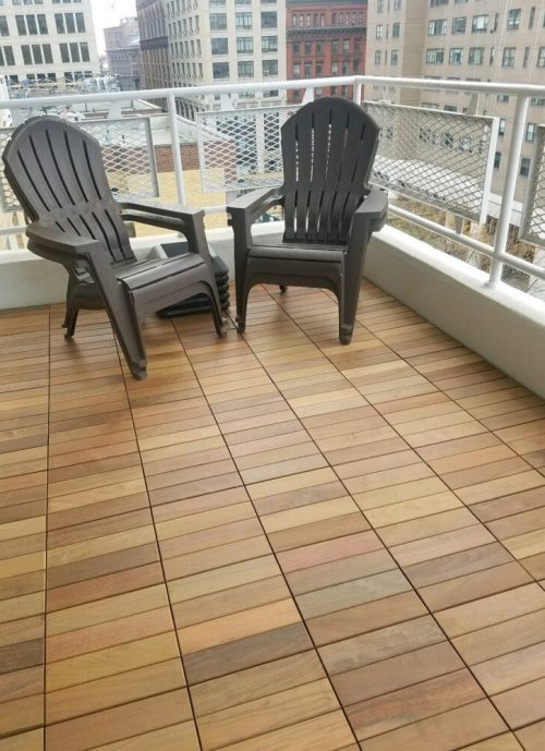 Straight Unoiled Ipe Wood Deck Tiles
